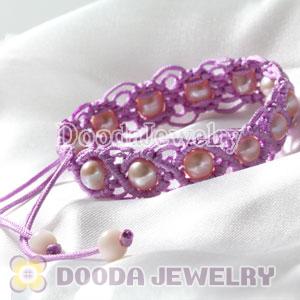 Wholesale Fashion Hand Knitted Adjustable Bracelet with Nature Freshwater Pearl