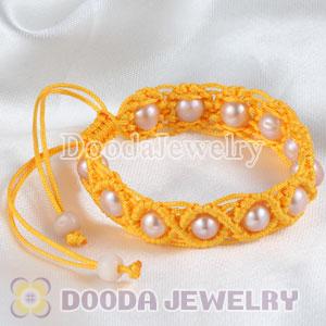 Wholesale Fashion Hand Knitted Adjustable Bracelet with Nature Freshwater Pearl