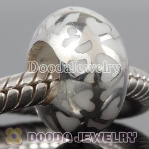 Enamel White Love Beads 925 Sterling Silver fit European Largehole Jewelry