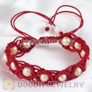 handmade Inspired Hand Knitted Adjustable Bracelet with Nature Freshwater Pearl