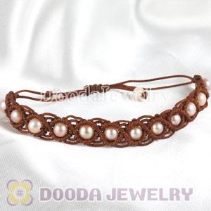 Wholesale European macrame bracelets with Nature Freshwater Pearl