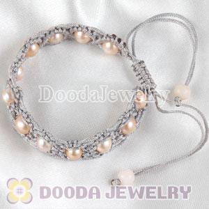 Wholesale Fashion Hand Knitted Adjustable Bracelet with Nature Freshwater Pearl