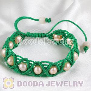 Wholesale Fashion Hand Knitted Adjustable handmade Inspired Bracelet with Nature Freshwater Pearl