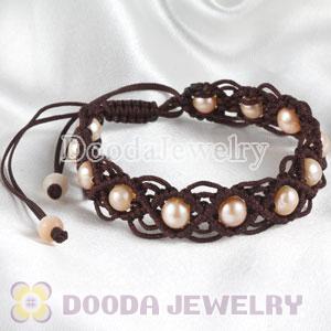 handmade Inspired Hand Knitted Adjustable Bracelet with Nature Freshwater Pearl