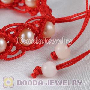 handmade Inspired Hand Knitted Adjustable Bracelet with Nature Freshwater Pearl