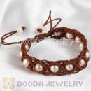 Wholesale Fashion Hand Knitted Adjustable European macrame bracelets with Nature Freshwater Pearl