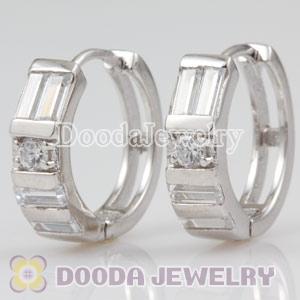 Sterling Silver Clear CZ Huggie Hoop Earrings