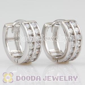 Sterling Silver Clear CZ Huggie Hoop Earrings