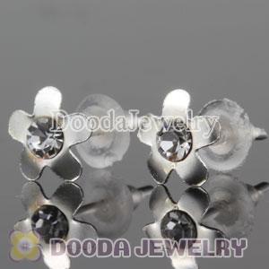 Sterling Silver Fashion Flower with CZ Stud Earrings