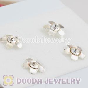 Sterling Silver Fashion Flower with CZ Stud Earrings
