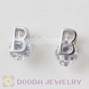 Sterling Silver Letter B CZ Stud Earrings