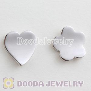 Sterling Silver Fashion Heart and Flower Stud Earrings