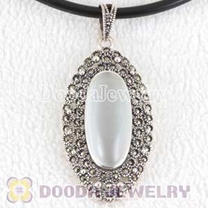Thai Sterling Silver Marcasite Pendant inlay White Opal