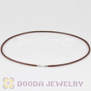 46cm Charm Brown Leather Necklace with sterling silver clasp