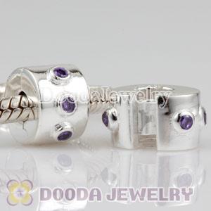 European Style 925 Silver Clip Beads with CZ Stone