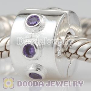 European Style 925 Silver Clip Beads with CZ Stone