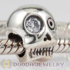 925 Sterling Silver Skull CZ Beads European Compatible
