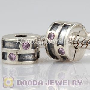 European Style 925 Silver Clip Beads with CZ Stone