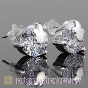 Sterling Silver Mickey Head CZ Stud Earrings