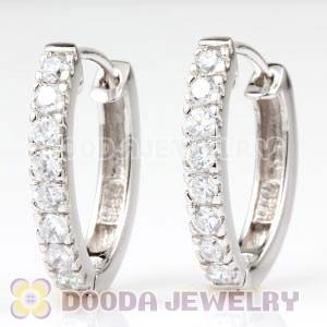 Sterling Silver Fashion CZ Huggie Hoop Earrings