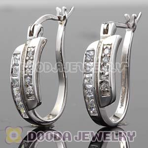 Sterling Silver Fashion CZ Huggie Hoop Earrings