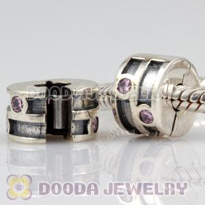 European Style 925 Silver Clip Beads with CZ Stone