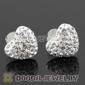 Sterling Silver Austrian crystal Heart Stud Earrings