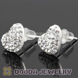 Sterling Silver Austrian crystal Heart Stud Earrings