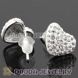 Sterling Silver Austrian crystal Heart Stud Earrings