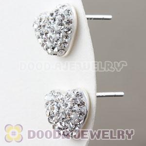 Sterling Silver Austrian crystal Heart Stud Earrings