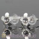 Sterling Silver Fashion Flower with CZ Stud Earrings