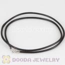 46cm Charm Black Leather Necklace with sterling silver clasp