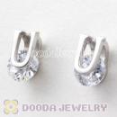 Sterling Silver Letter U CZ Stud Earrings