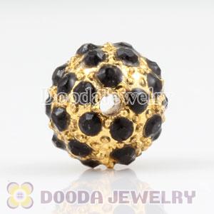 10mm handmade Gold Plated Alloy Beads with Black Crystal Wholesale