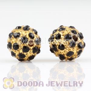 10mm handmade Gold Plated Alloy Beads with Black Crystal Wholesale