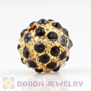 10mm handmade Gold Plated Alloy Beads with Black Crystal Wholesale
