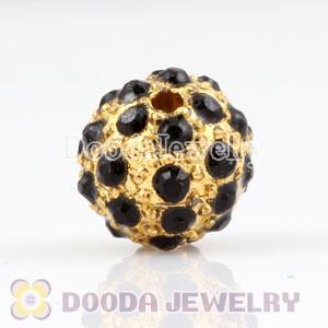 10mm handmade Gold Plated Alloy Beads with Black Crystal Wholesale