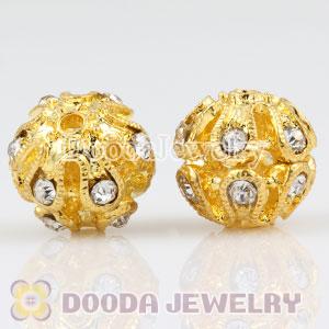 12mm handmade Gold Plated Alloy Beads with Crystal Wholesale