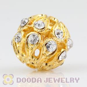 14mm handmade Gold Plated Alloy Beads with Crystal Wholesale