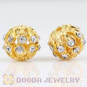 14mm handmade Gold Plated Alloy Beads with Crystal Wholesale