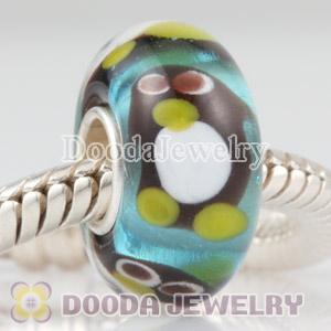 Penguin glass beads in 925 silver core European compatible