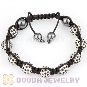 handmade Style TresorBeads Black Crystal Ball Bead Bracelets with Hematite