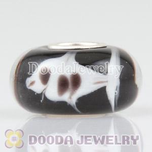 Fish glass beads in 925 silver core European compatible