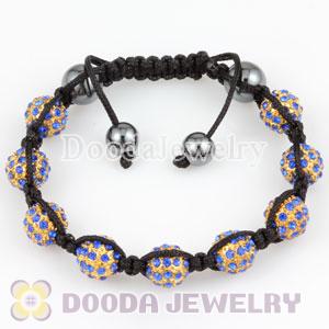 handmade Style TresorBeads Blue Crystal Gold Plated Bead Bracelets with Hematite