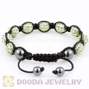 handmade Style TresorBeads Green Crystal Ball Bead Bracelets with Hematite