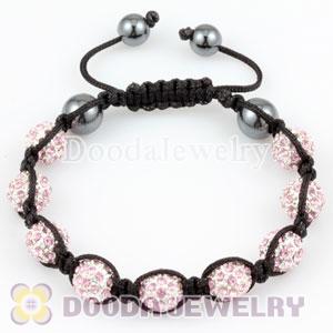 handmade Style TresorBeads Pink Crystal Ball Bead Bracelets with Hematite