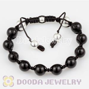 Silver Ball Beads and Black Agates handmade Inspired Bracelet