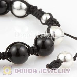 Silver Ball Beads and Black Agates handmade Inspired Bracelet