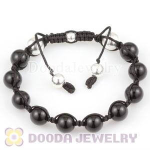 Silver Ball Beads and Black Agates handmade Inspired Bracelet