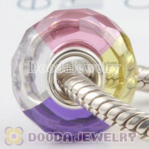 Colorful Faceted zirconia stone beads in 925 silver single core European Compatible